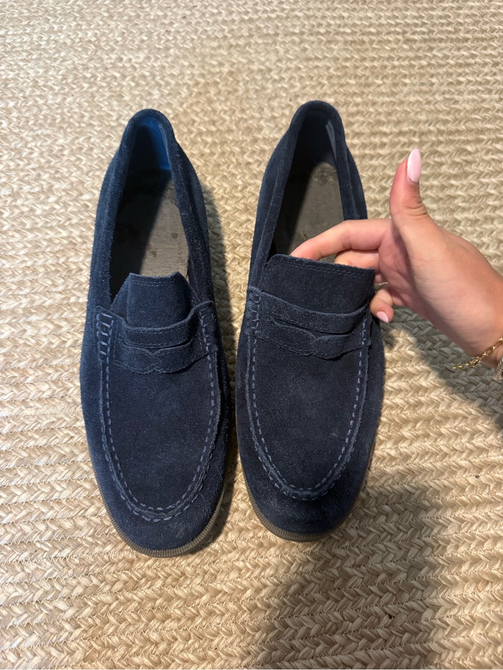 Sperry Navy Suede Penny Loafers